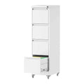 White 4 Drawer Metal File Cabinet with Wheels V144