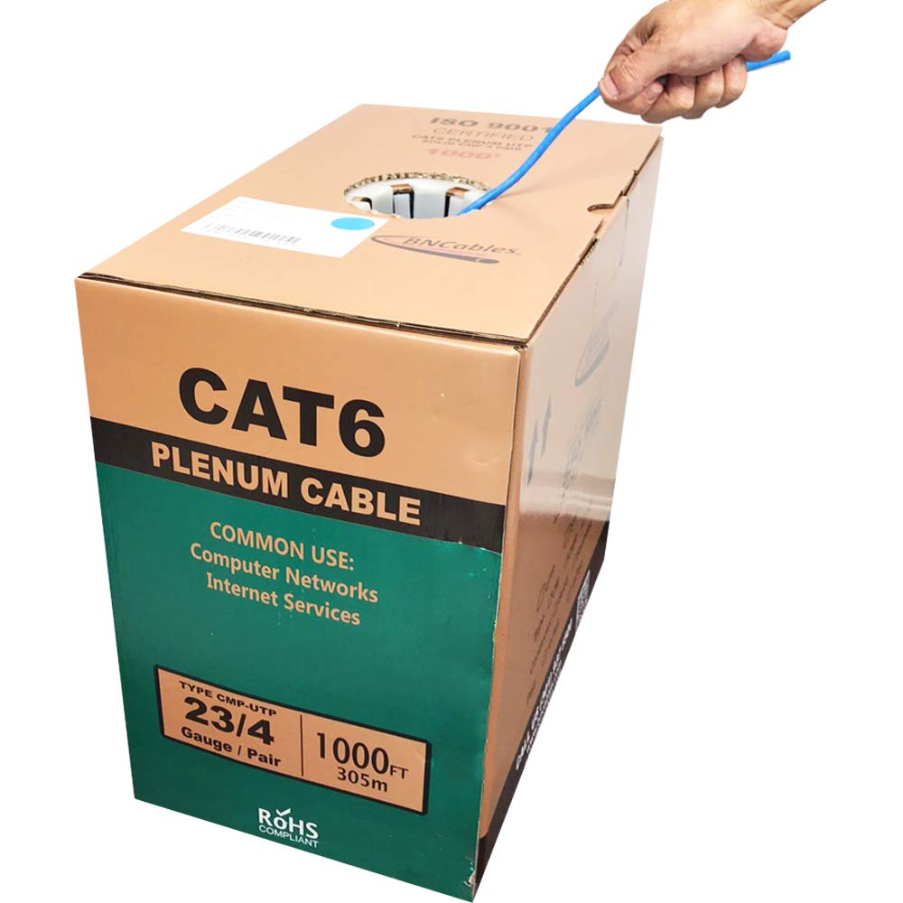 CAT6 Plenum Cable 1000ft Pure Bare Copper 23AWG UTP F632293