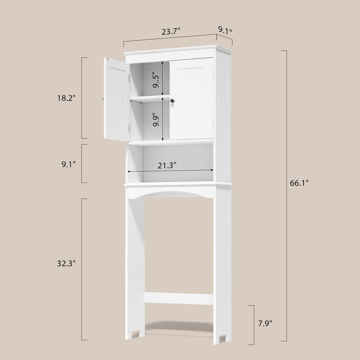 Over the Toilet Storage Cabinet with Adjustable Shelf, White K300