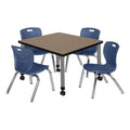 Square Mobile Table with 4 Stack Chairs A148110