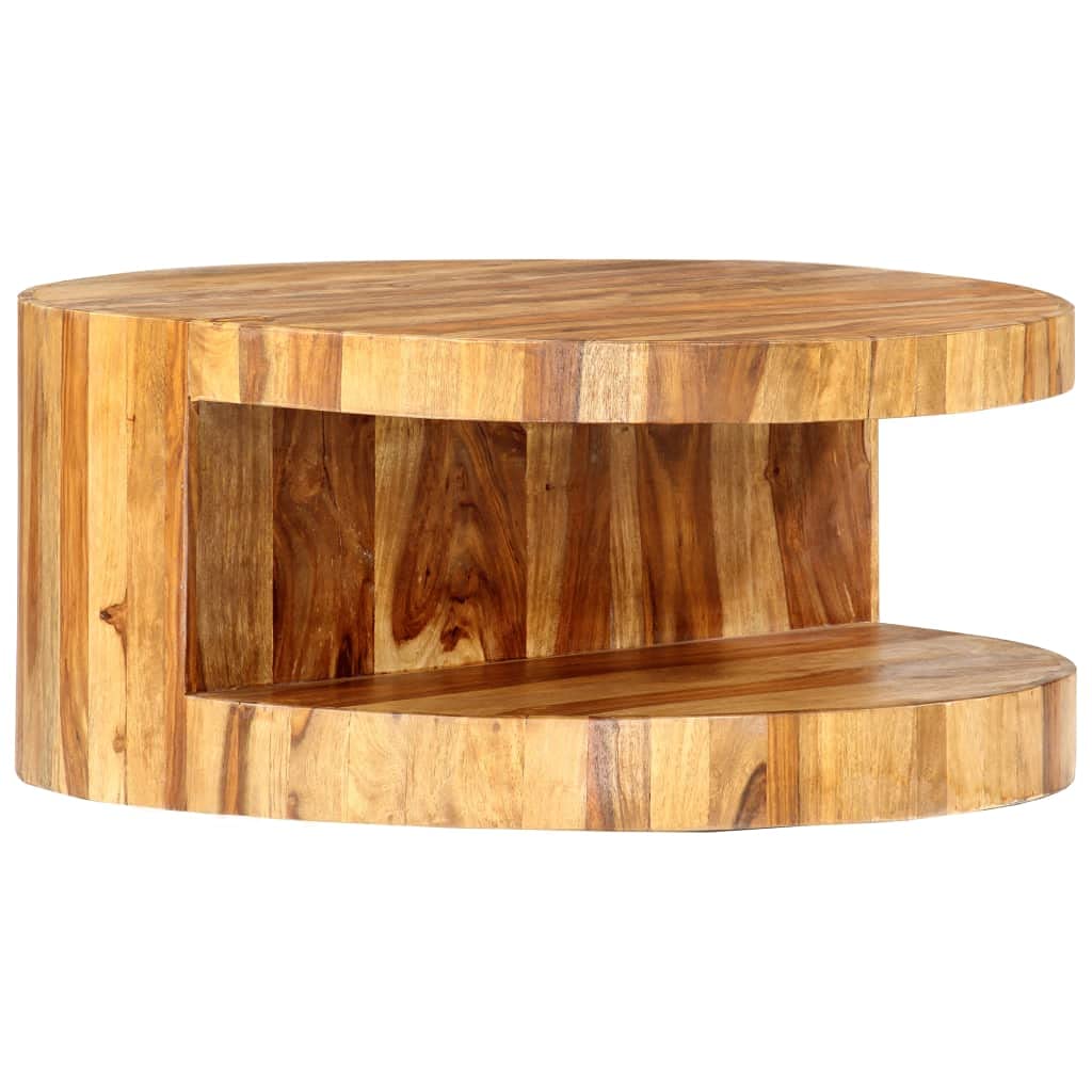 Round Wood Coffee Table with Storage V694566