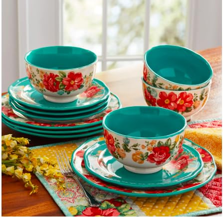12-Piece Dinnerware Set, Service for 4 (Teal) B753192