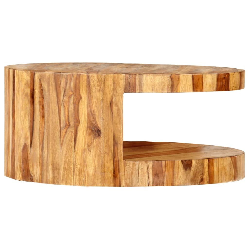 Round Wood Coffee Table with Storage V694566