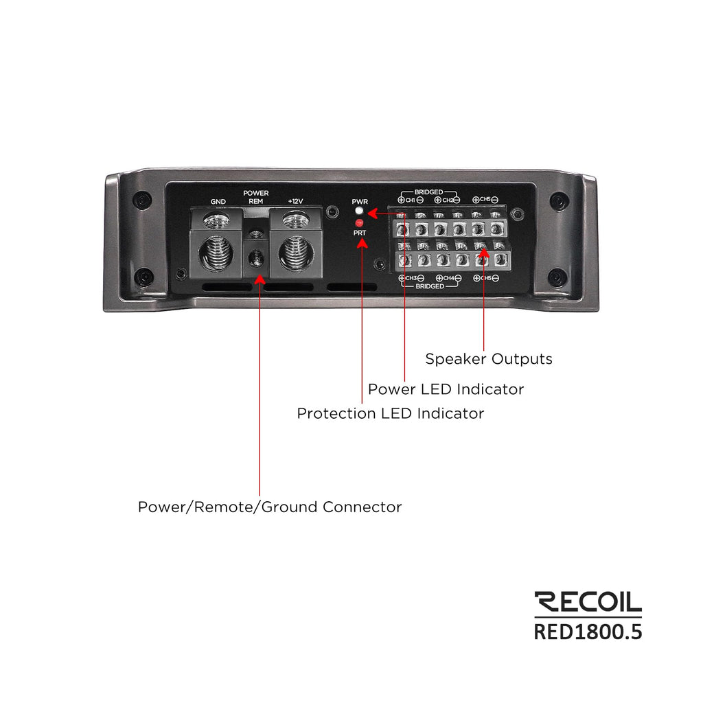 5-Channel Car Audio Amplifier 1800W E9828