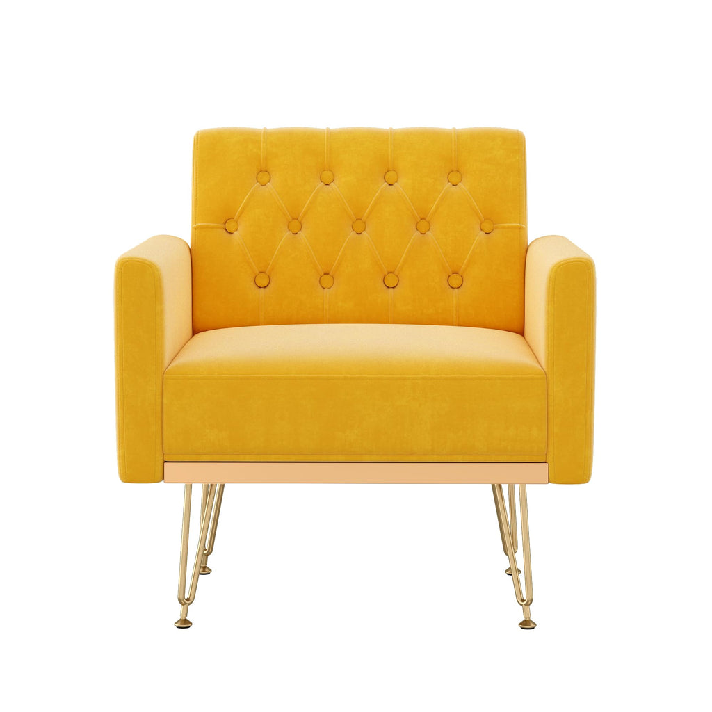 Soft Velvet Tufted Single Sofa with Gold Metal Legs T584355