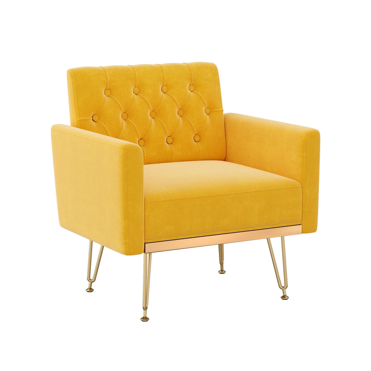 Soft Velvet Tufted Single Sofa with Gold Metal Legs T584355