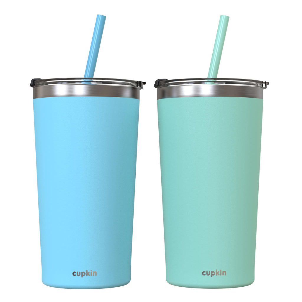20 oz Stainless Steel Insulated Tumbler Set of 2 with Lid and Straw S34803