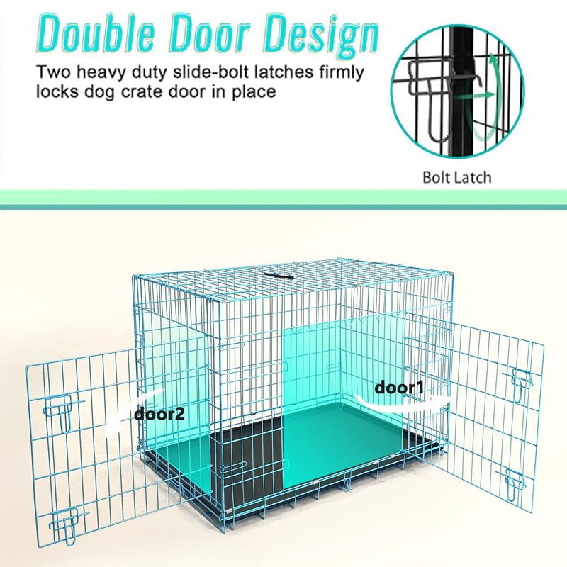36-Inch Folding Metal Dog Crate with Divider and Removable Tray F853788