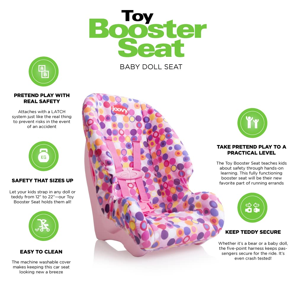 Toy Booster Seat & Doll Car Seat with Five-Point Harness, Pink B8086