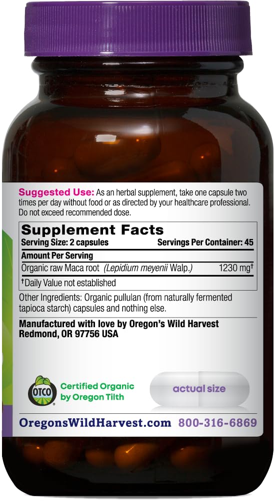 Organic Maca Root Herbal Supplement, 90 Count E47492