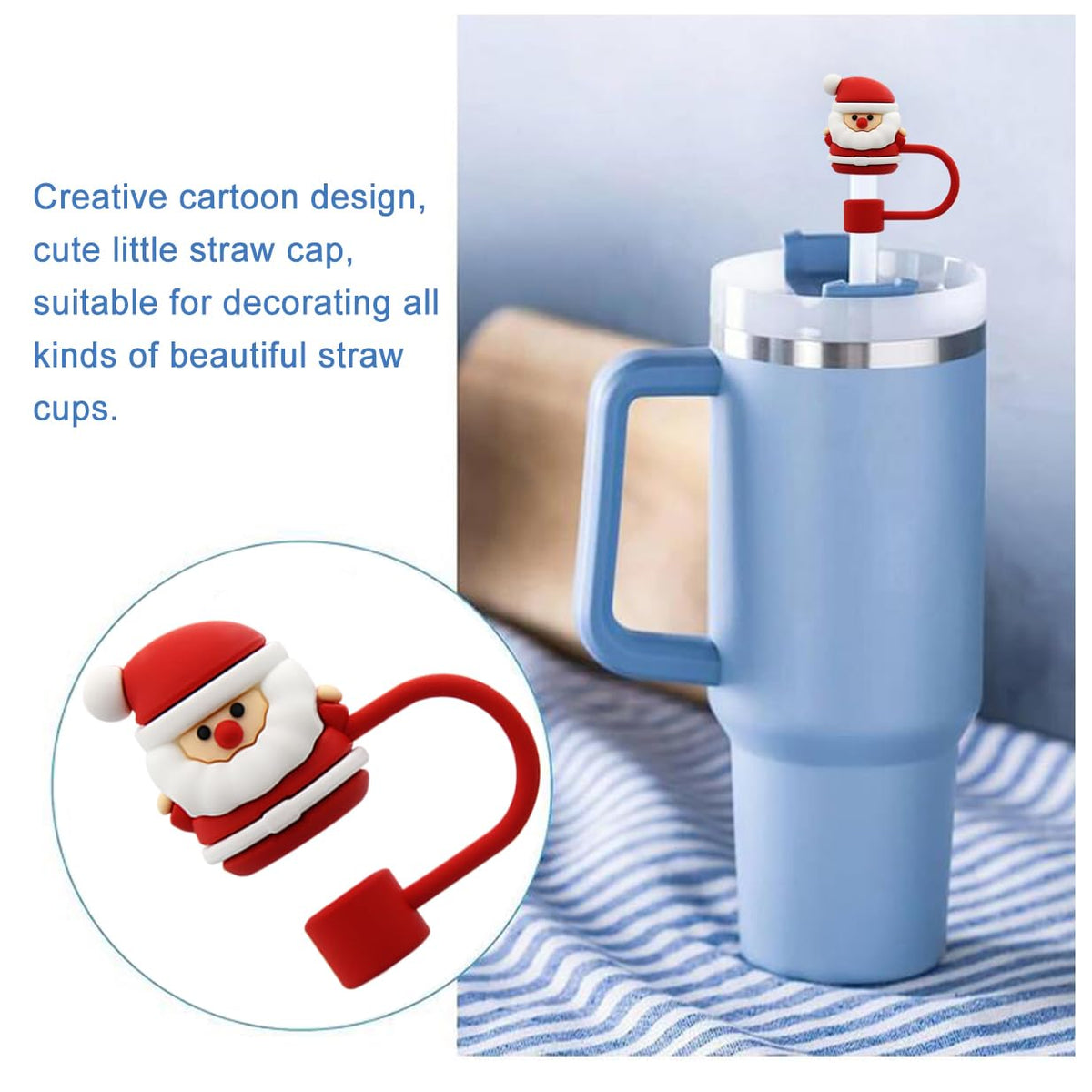 Straw Cover Cap for 30&40 Oz Tumbler, 10mm Reusable Straw Tips Lids O4482