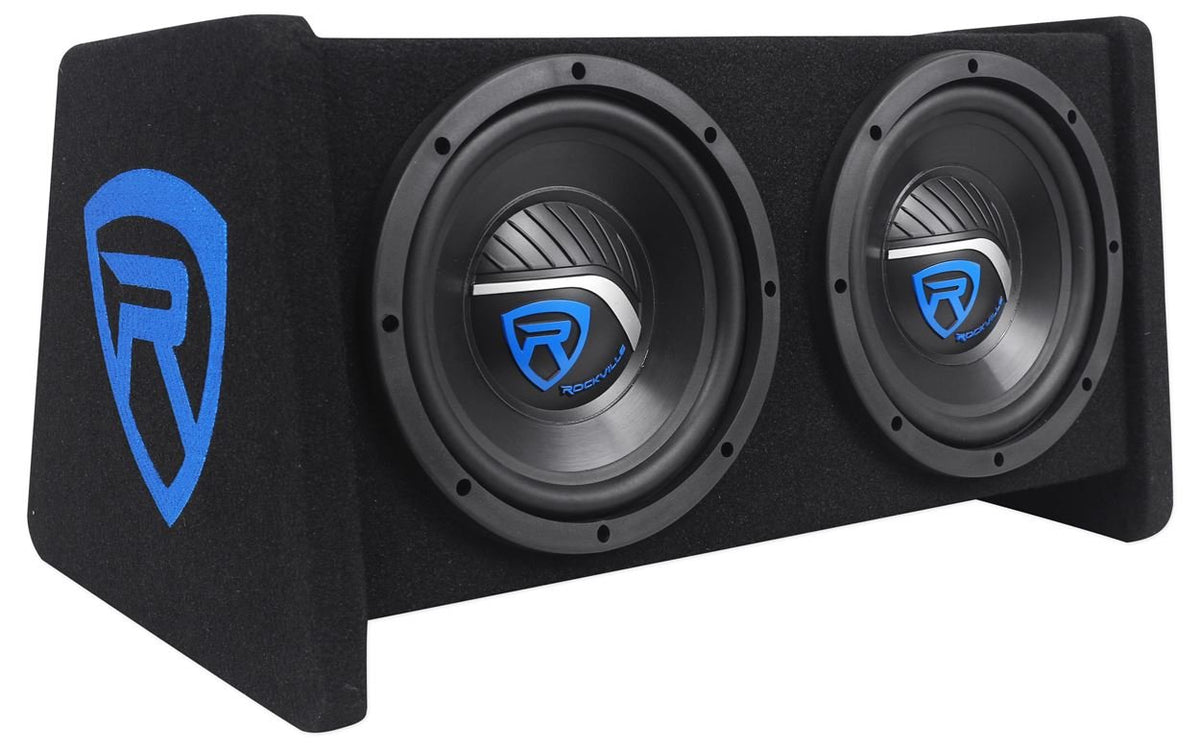 Dual 8" Car Subwoofer Enclosure with Mono Amp & Wiring Kit A737