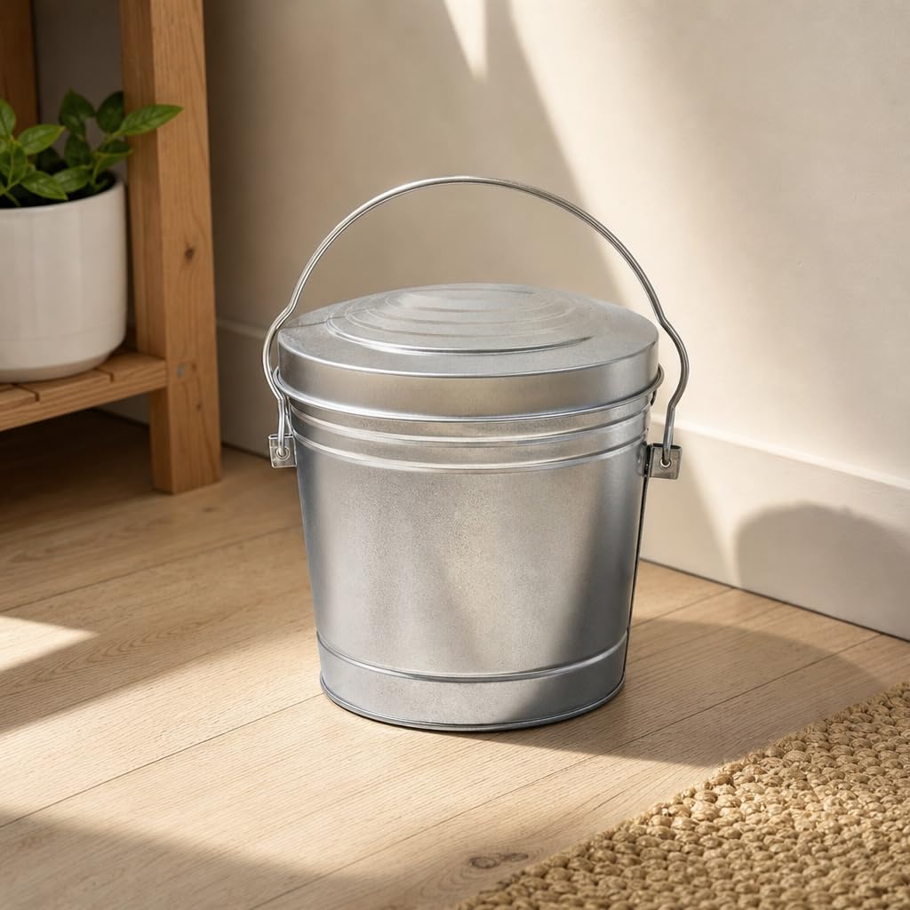 6 Gallon Galvanized Steel Storage Can with Locking Lid R12557