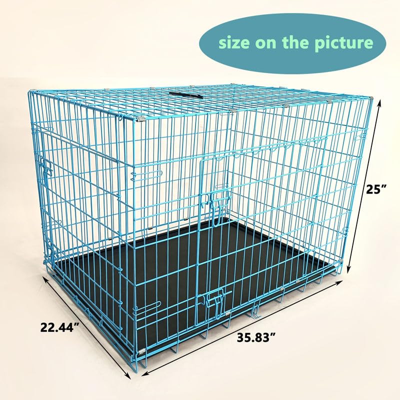 36-Inch Folding Metal Dog Crate with Divider and Removable Tray F853788