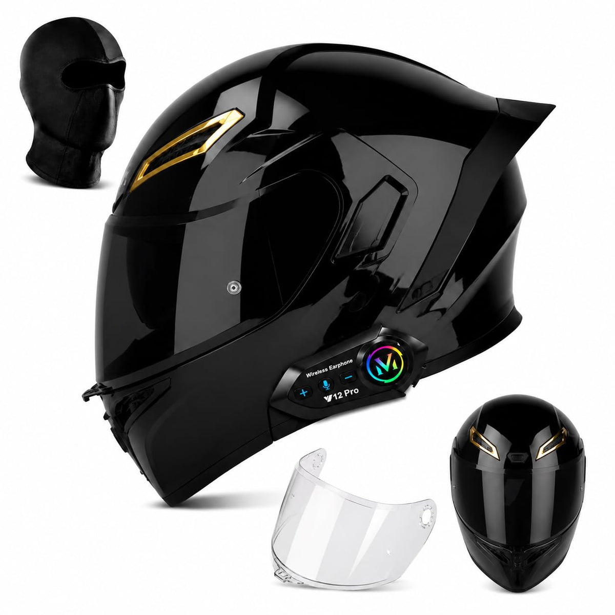 Bluetooth Modular Flip-Up Full Face Motorcycle Helmet T477