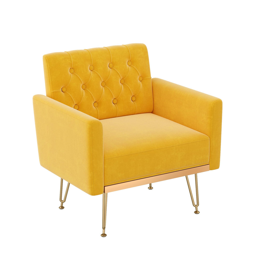 Soft Velvet Tufted Single Sofa with Gold Metal Legs T584355