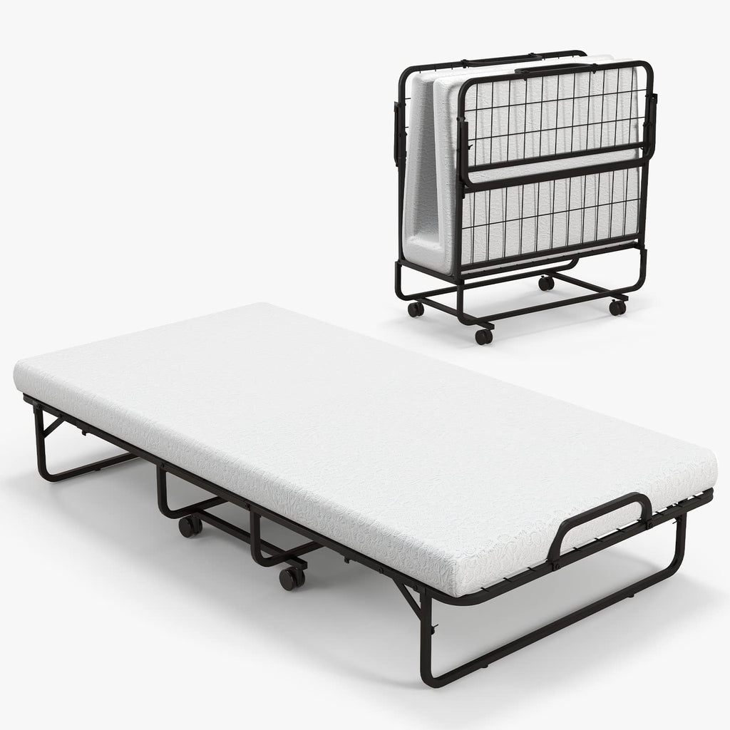 Folding Twin Size Portable Bed with 4” Memory Foam Mattress I71768