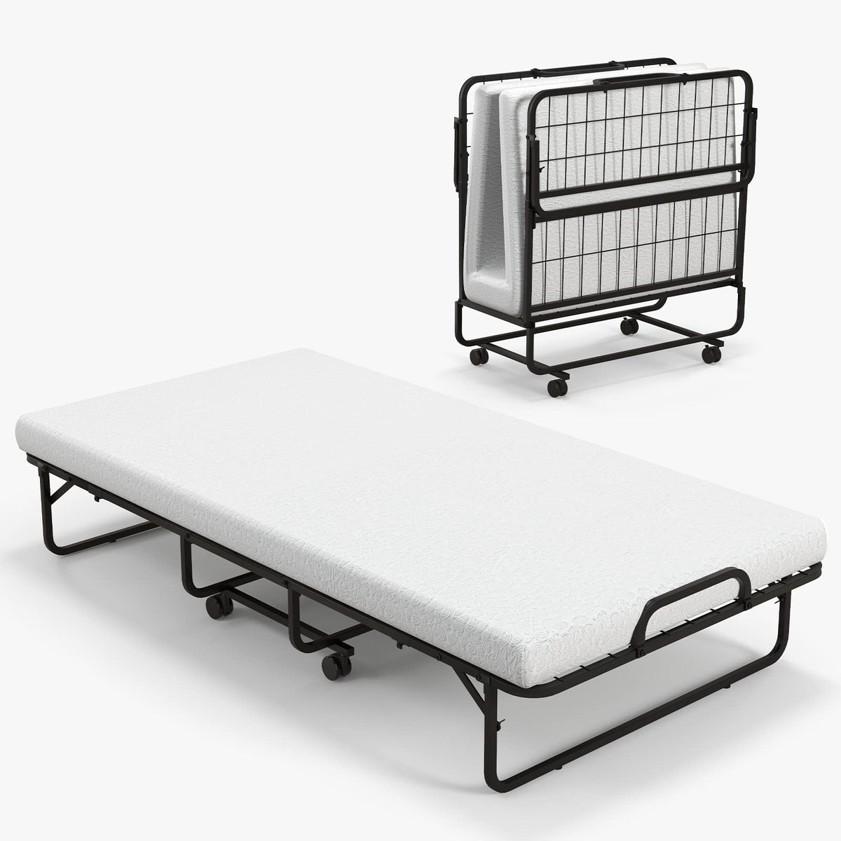 Folding Twin Size Portable Bed with 4” Memory Foam Mattress I71768