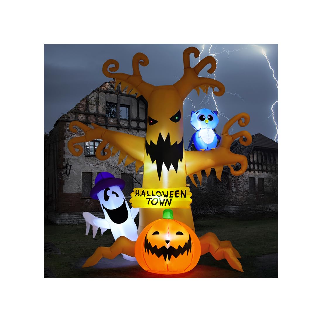 8 FT Halloween Inflatables Dead Tree with Built-in LED Lights W27305