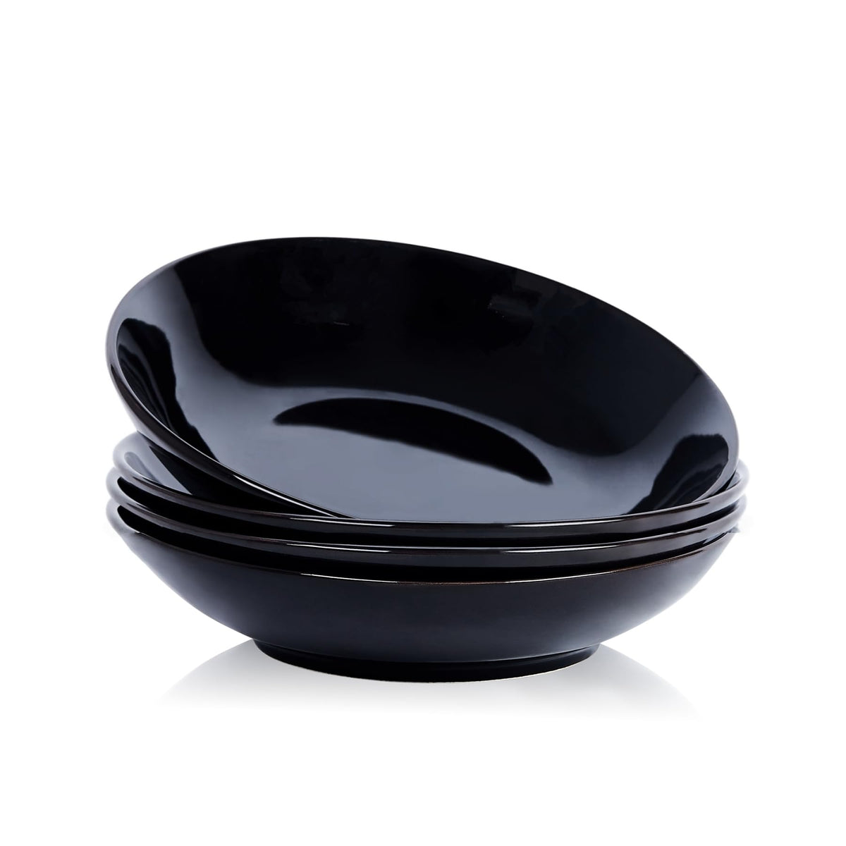 Black Ceramic Bowls Set of 4, 9 Inch 40 oz Microwave and Oven Safe H332152