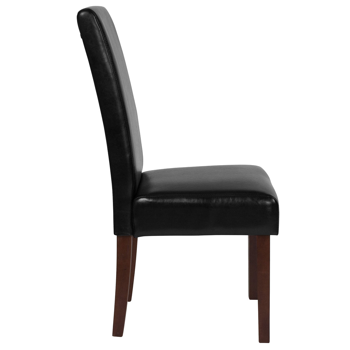 Black LeatherSoft Parsons Chair with Mahogany Legs Q20763