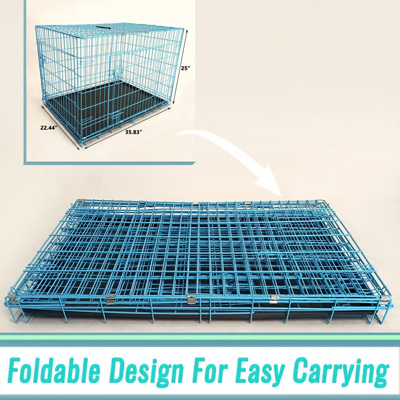 36-Inch Folding Metal Dog Crate with Divider and Removable Tray F853788