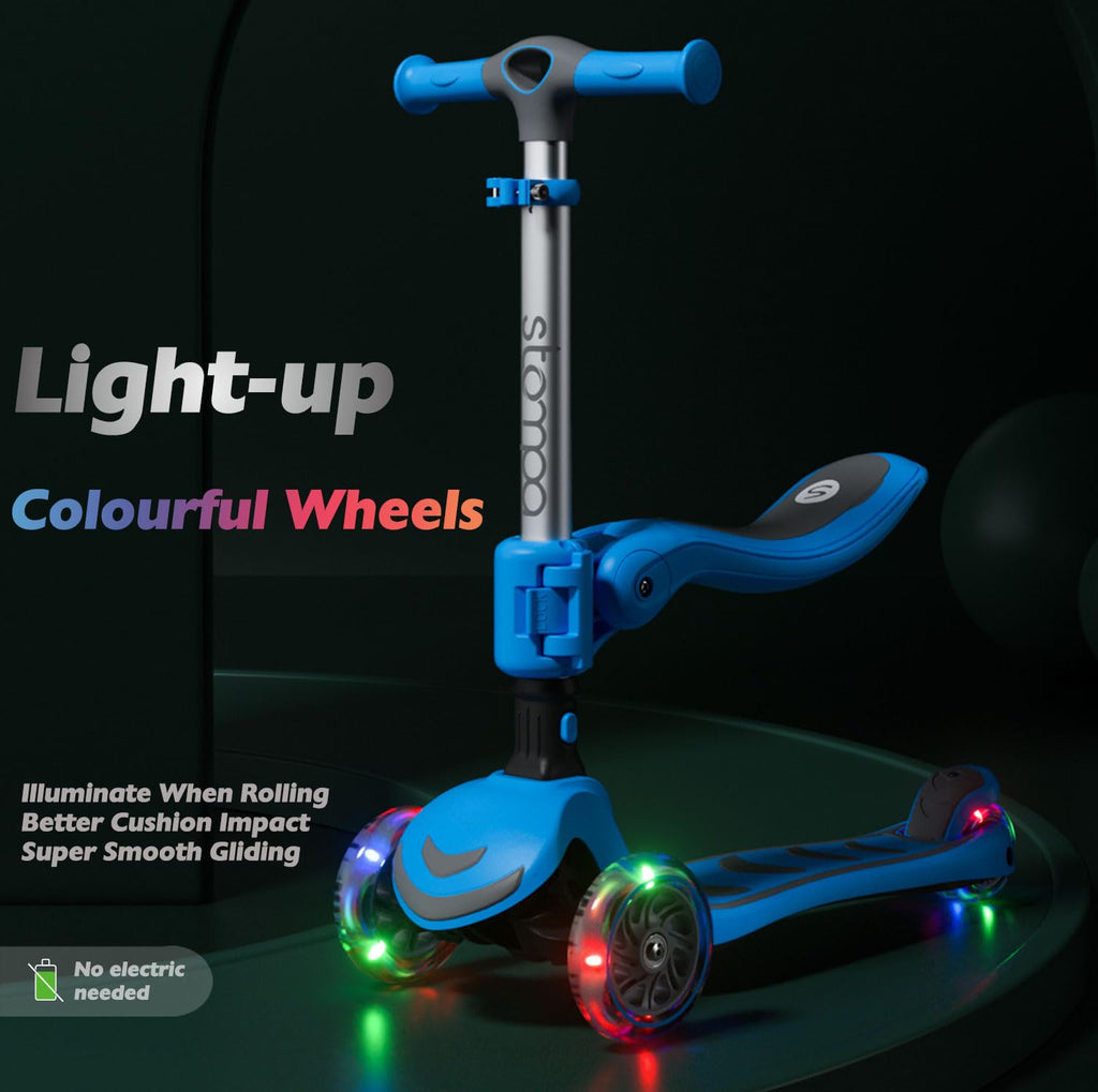 2-in-1 Light Up 3 Wheel Toddler Scooter with Seat U25105