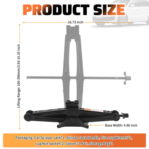 2 Ton Heavy Duty Scissor Jack Set D2285