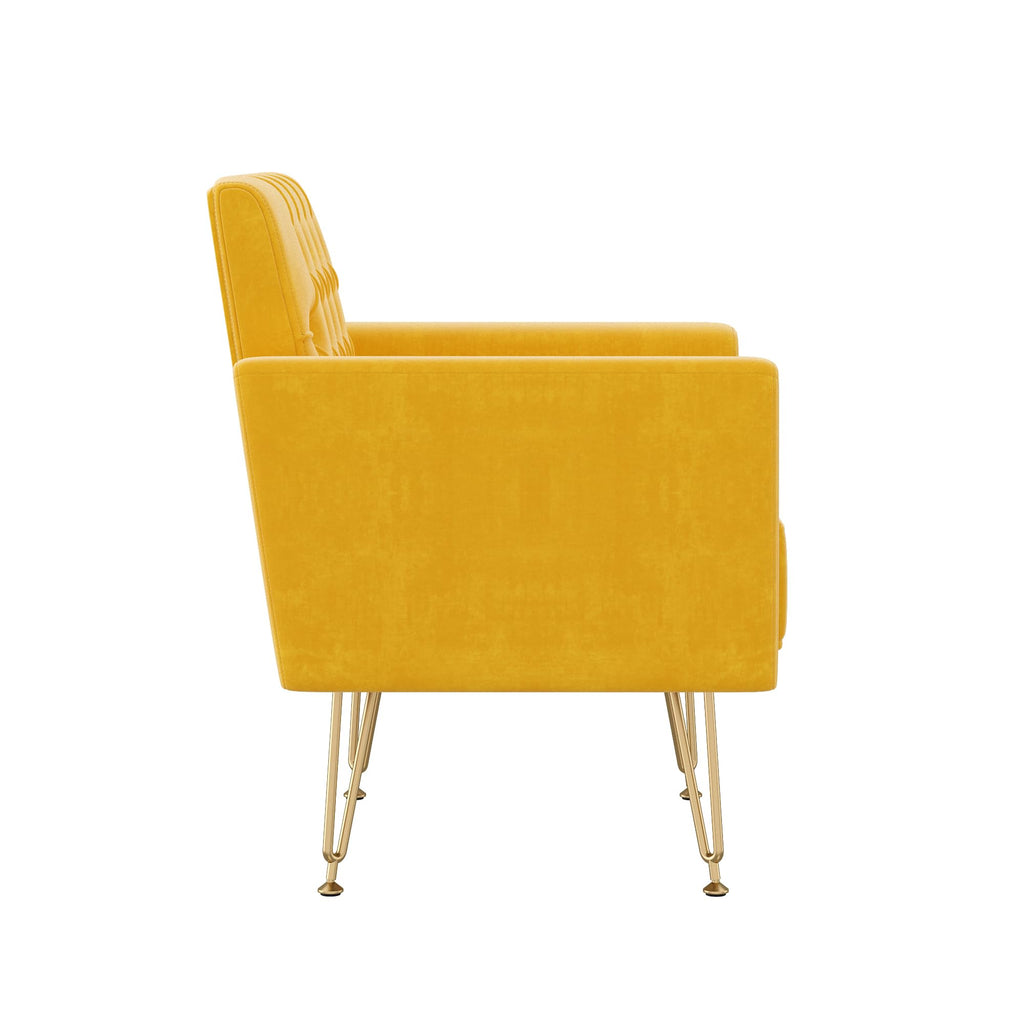 Soft Velvet Tufted Single Sofa with Gold Metal Legs T584355