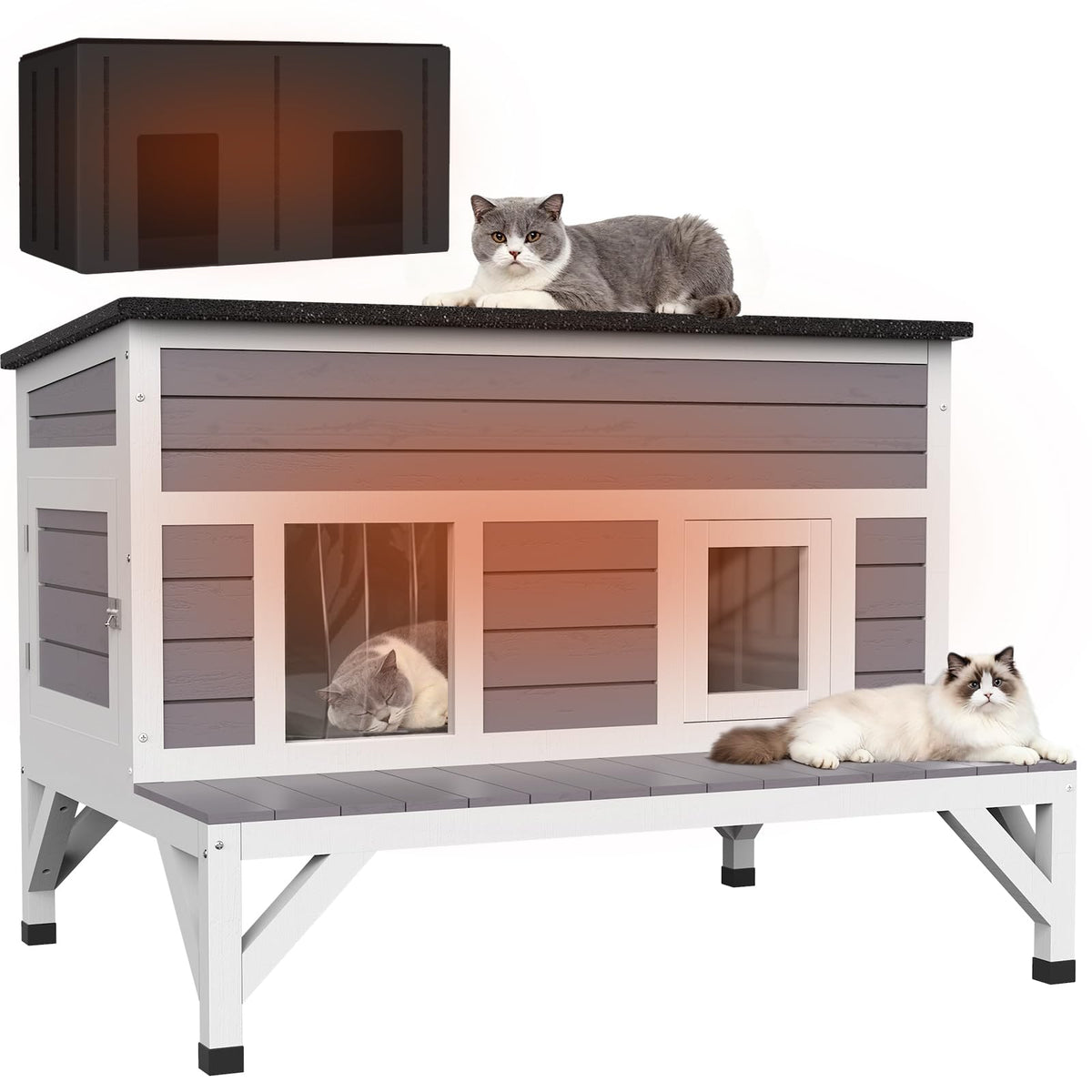 Outdoor Cat House with Insulated Liner V169