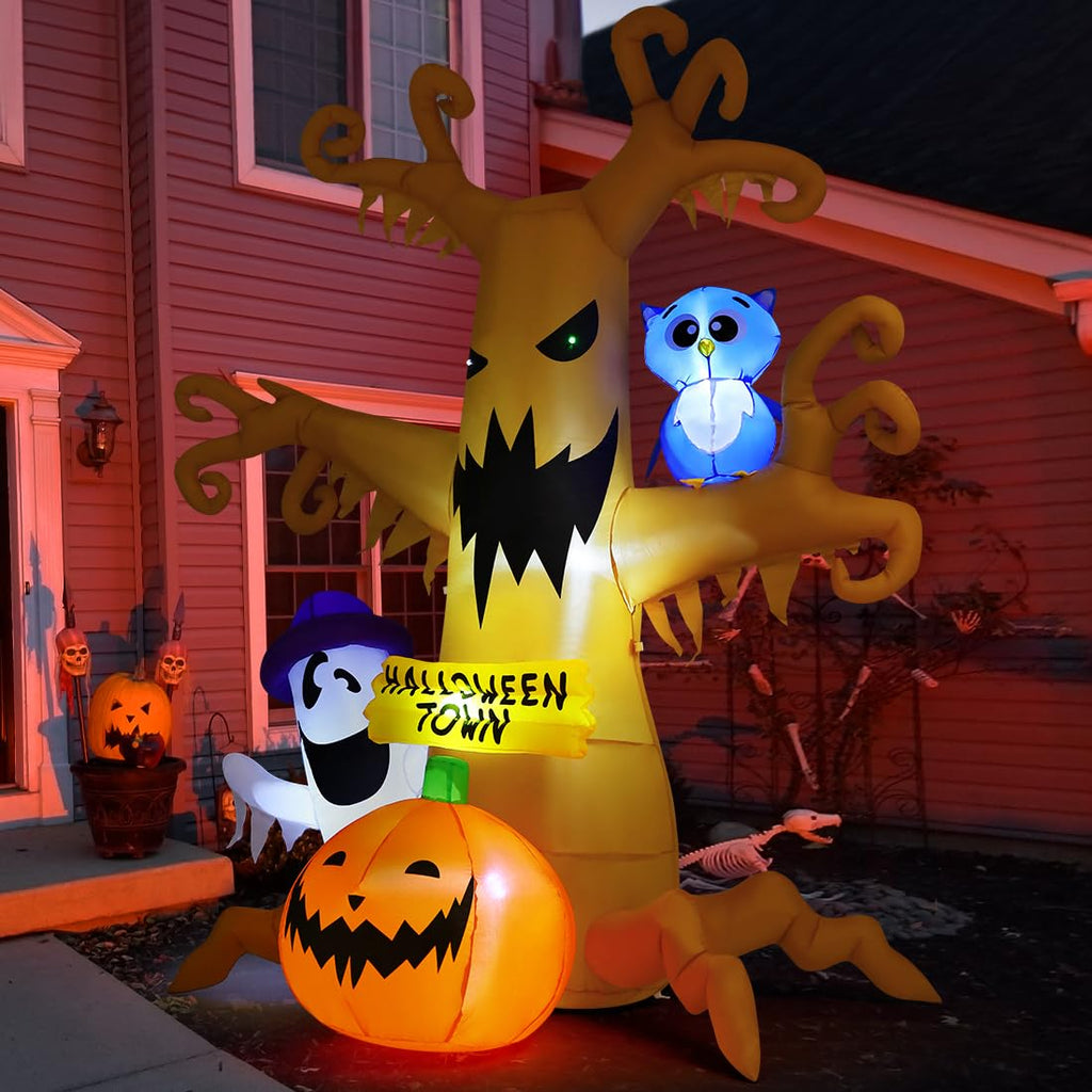 8 FT Halloween Inflatables Dead Tree with Built-in LED Lights W27305