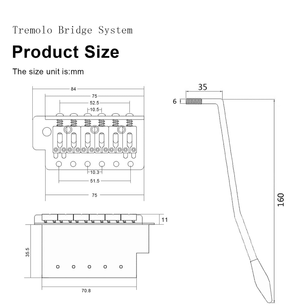 52.5mm Black Tremolo Bridge Set W142447