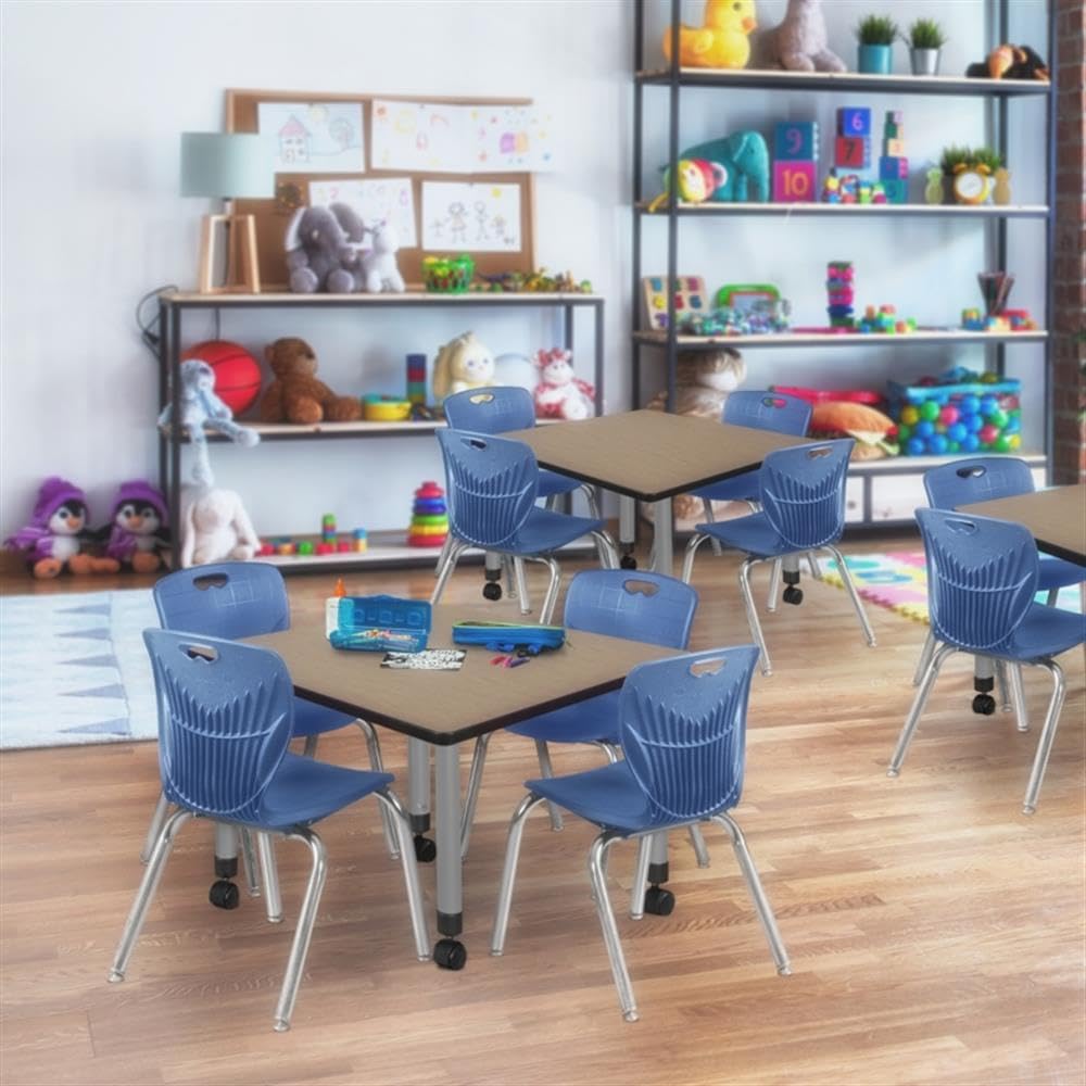 Square Mobile Table with 4 Stack Chairs A148110