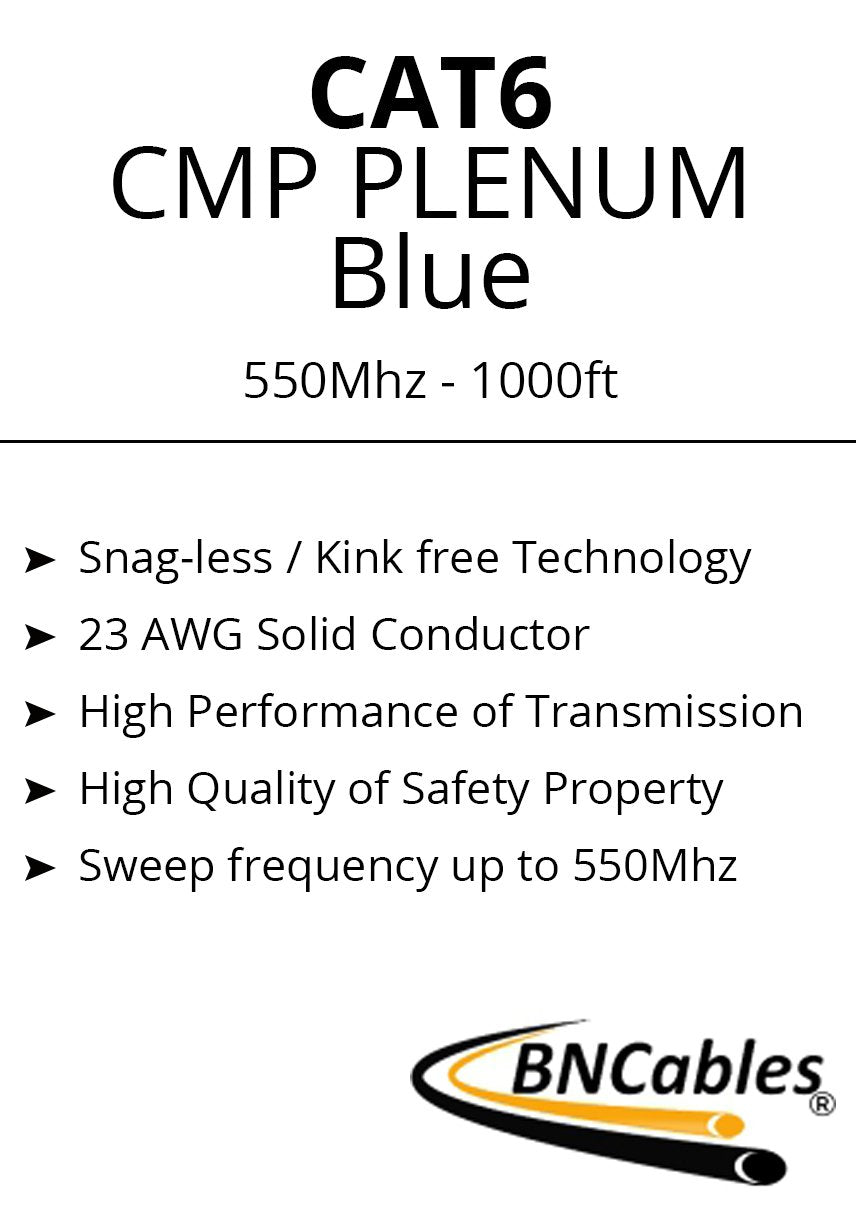CAT6 Plenum Cable 1000ft Pure Bare Copper 23AWG UTP F632293
