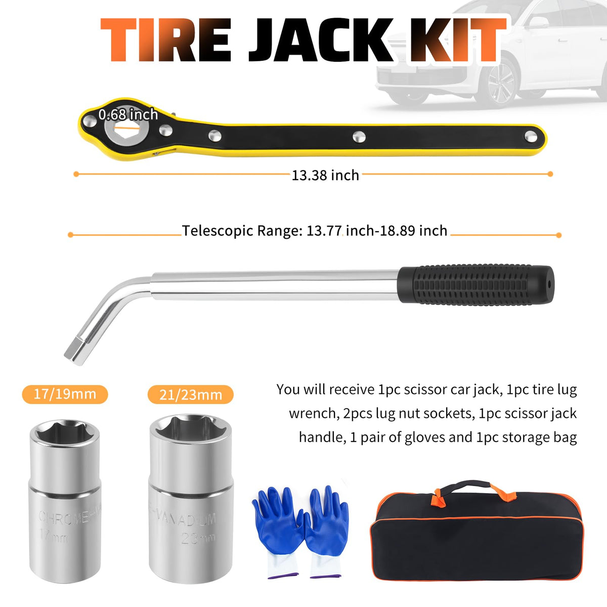 2 Ton Heavy Duty Scissor Jack Set D2285