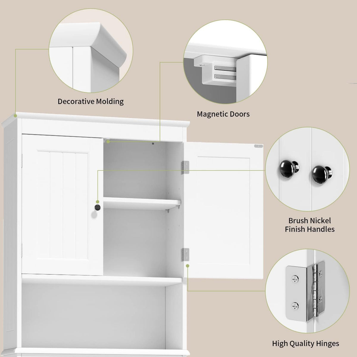 Over the Toilet Storage Cabinet with Adjustable Shelf, White K300