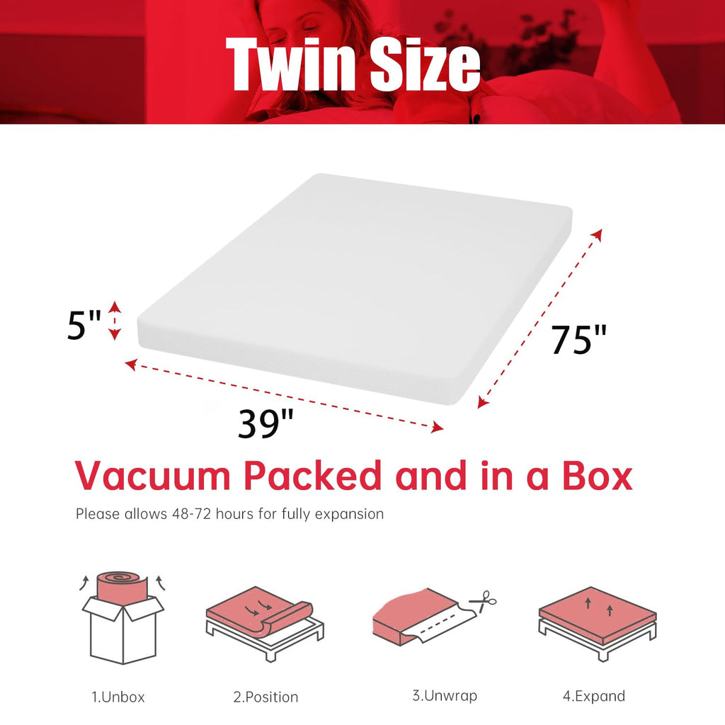 5 Inch Gel Memory Foam Twin Mattress P5420