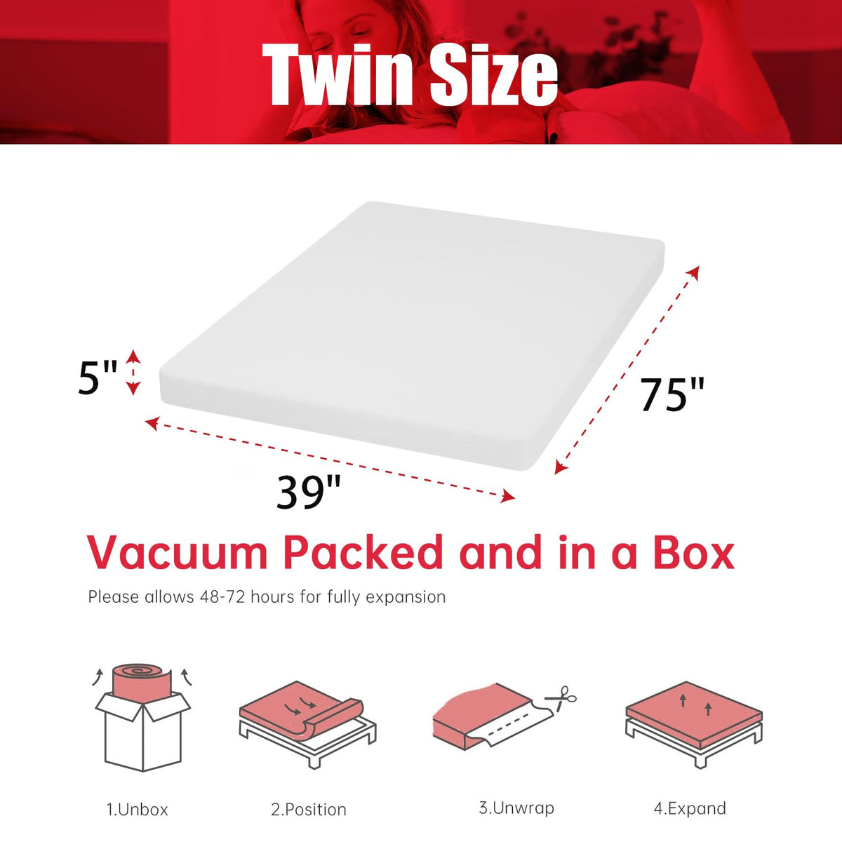 5 Inch Gel Memory Foam Twin Mattress P5420