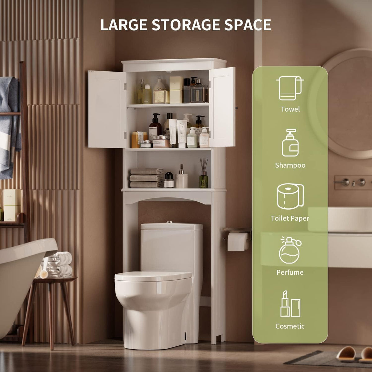 Over the Toilet Storage Cabinet with Adjustable Shelf, White K300