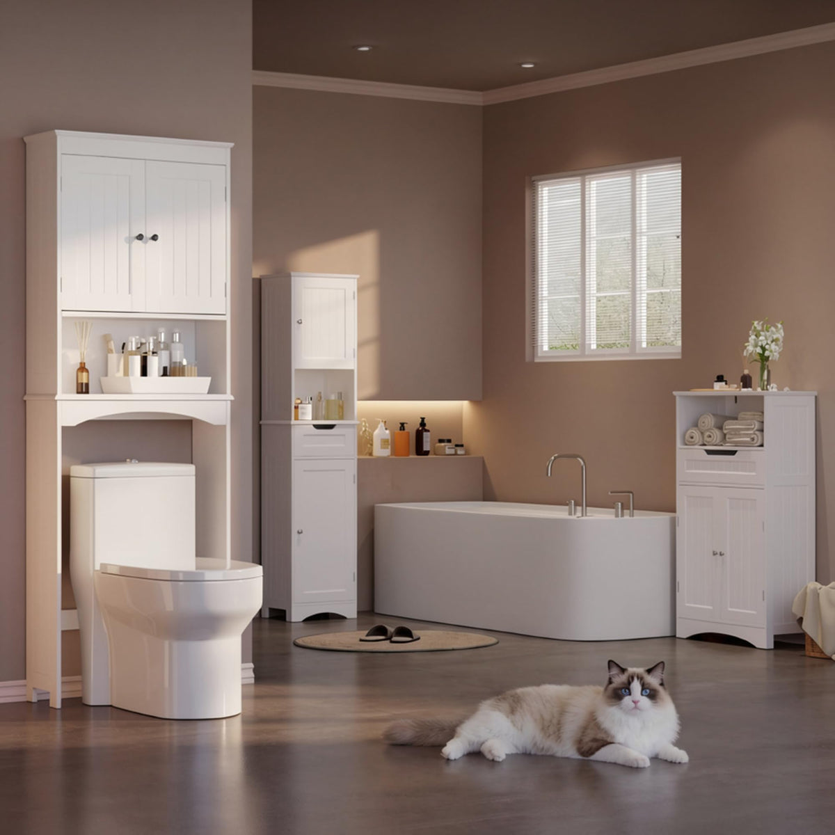 Over the Toilet Storage Cabinet with Adjustable Shelf, White K300