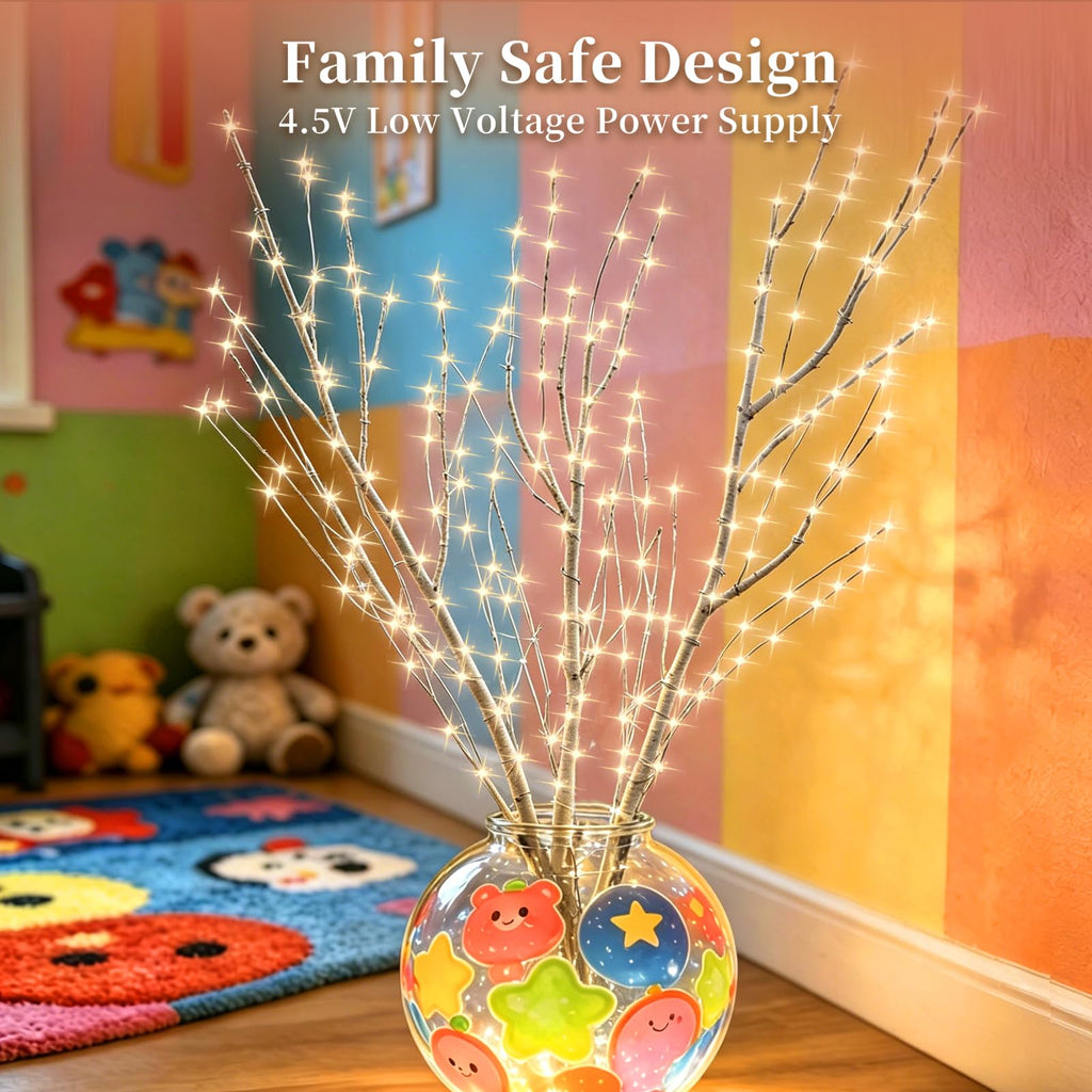 Lighted Birch Branches with Timer 33IN 180 LED Lights H4129