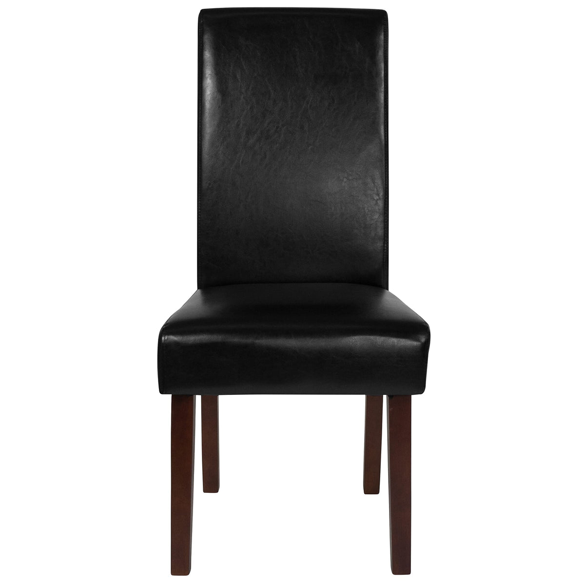 Black LeatherSoft Parsons Chair with Mahogany Legs Q20763
