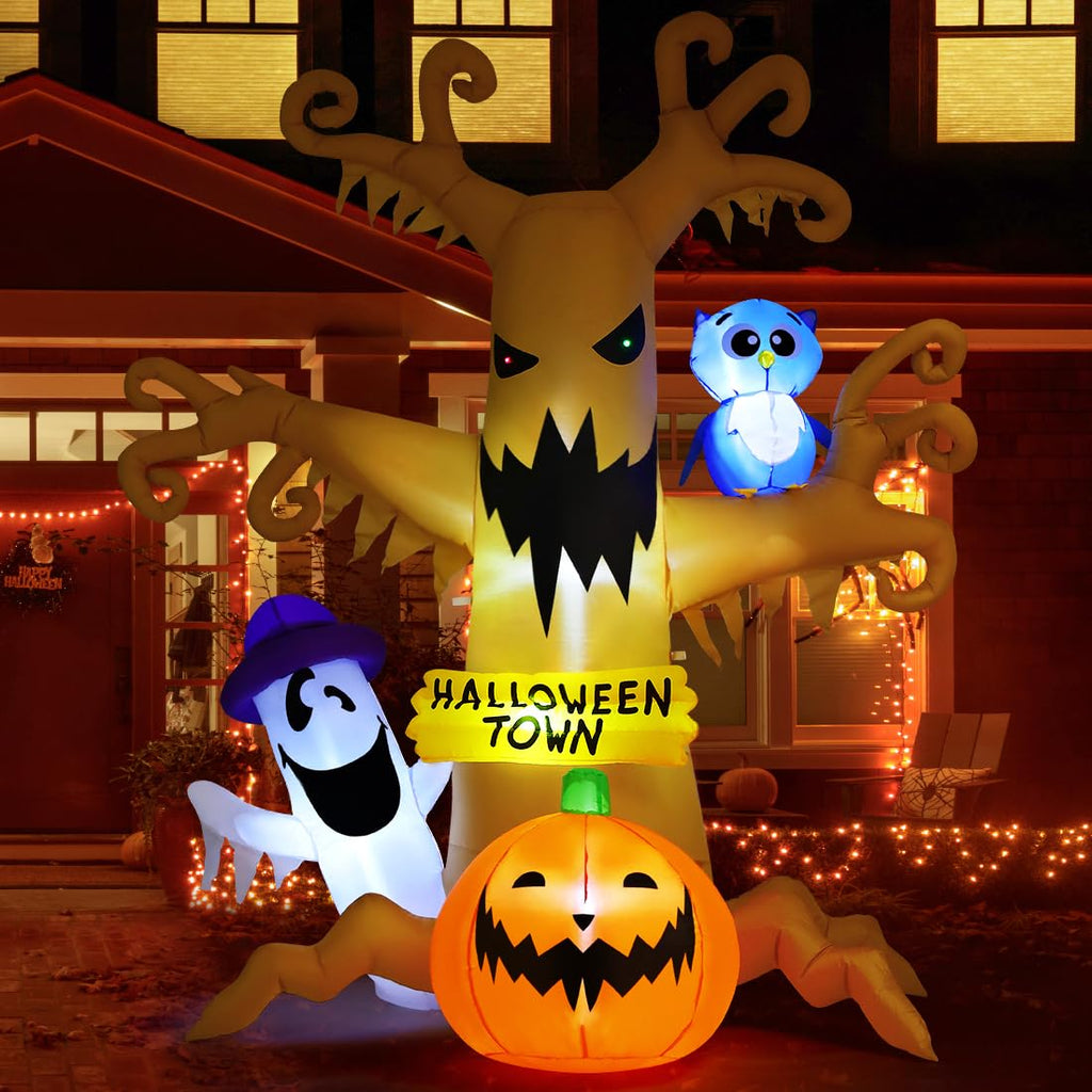 8 FT Halloween Inflatables Dead Tree with Built-in LED Lights W27305