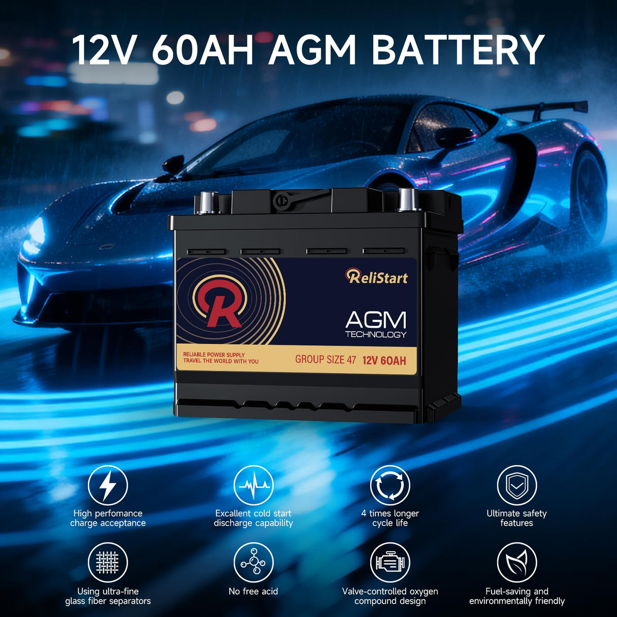 12V 60Ah Group 47 Automotive Battery O3670