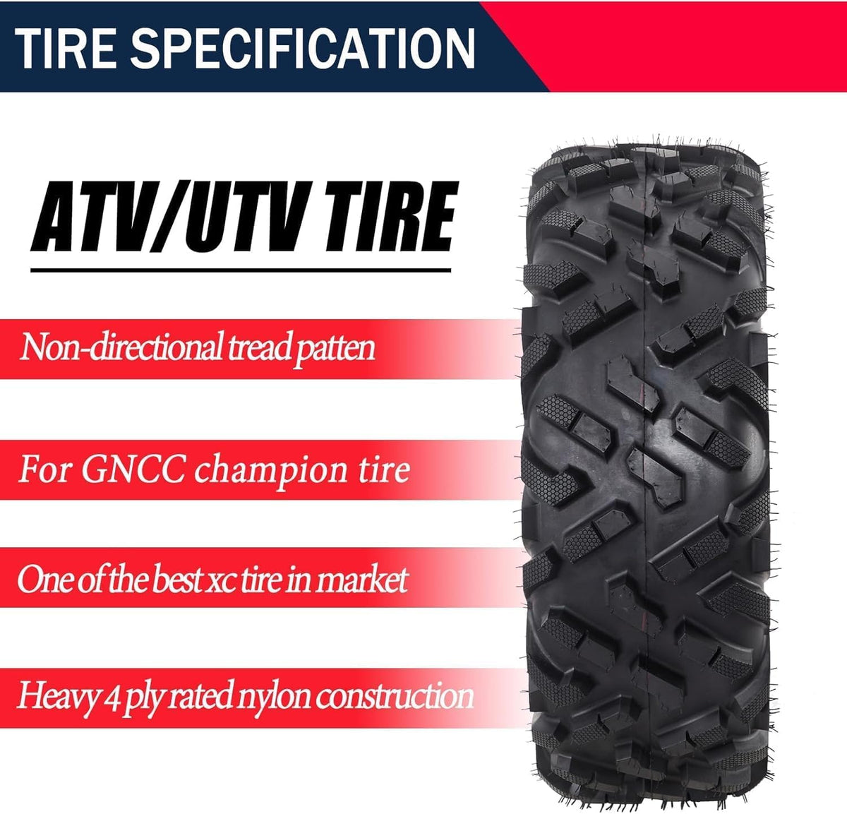 2 Pack 19x7-8 Tubeless All Terrain ATV Tires E1788