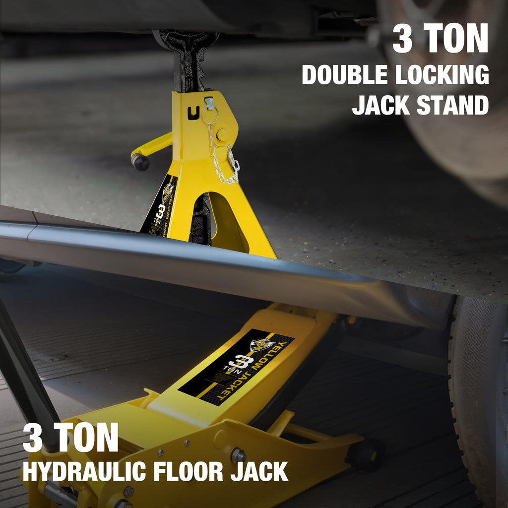 3 Ton Low Profile Hydraulic Floor Jack with Jack Stands Y470