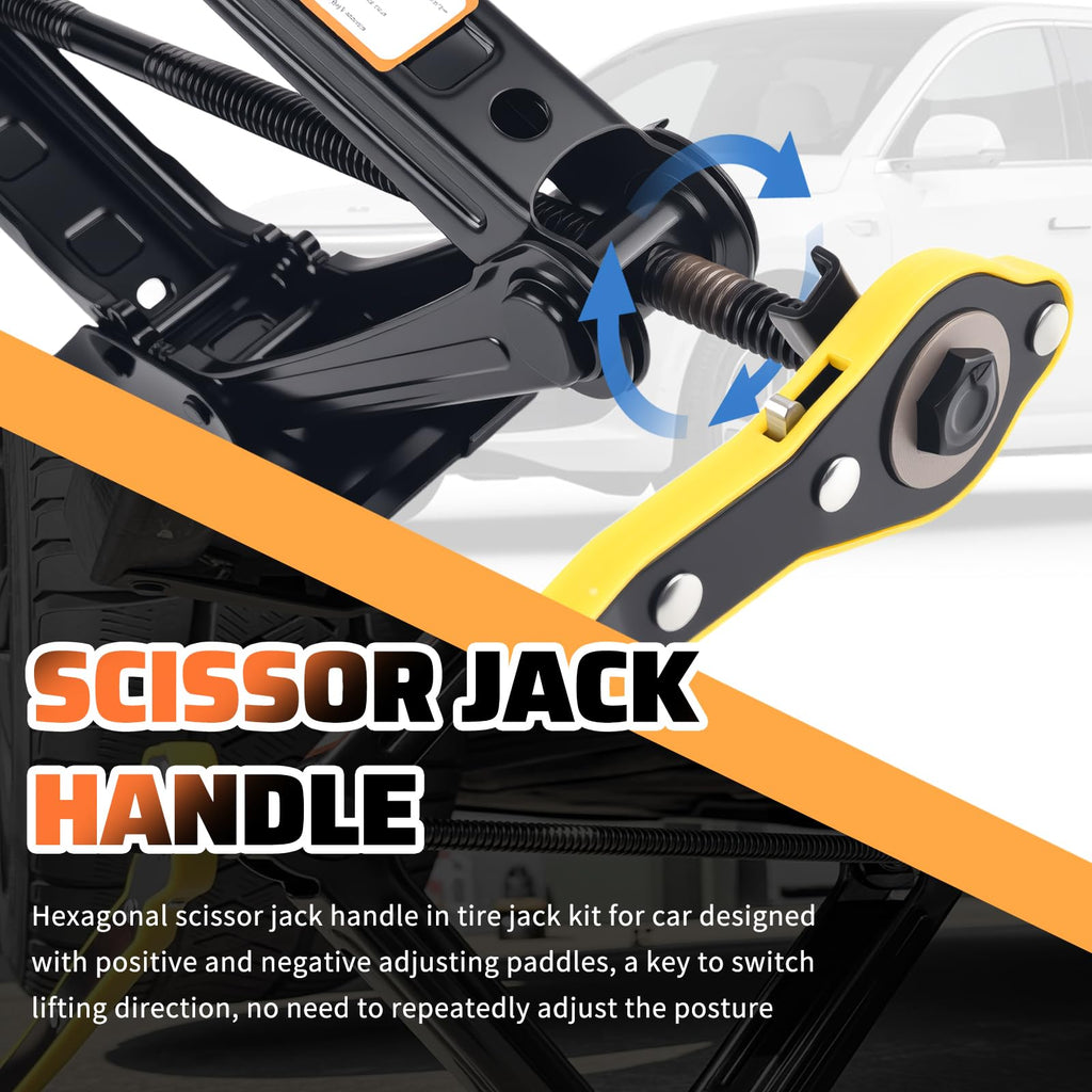 2 Ton Heavy Duty Scissor Jack Set D2285