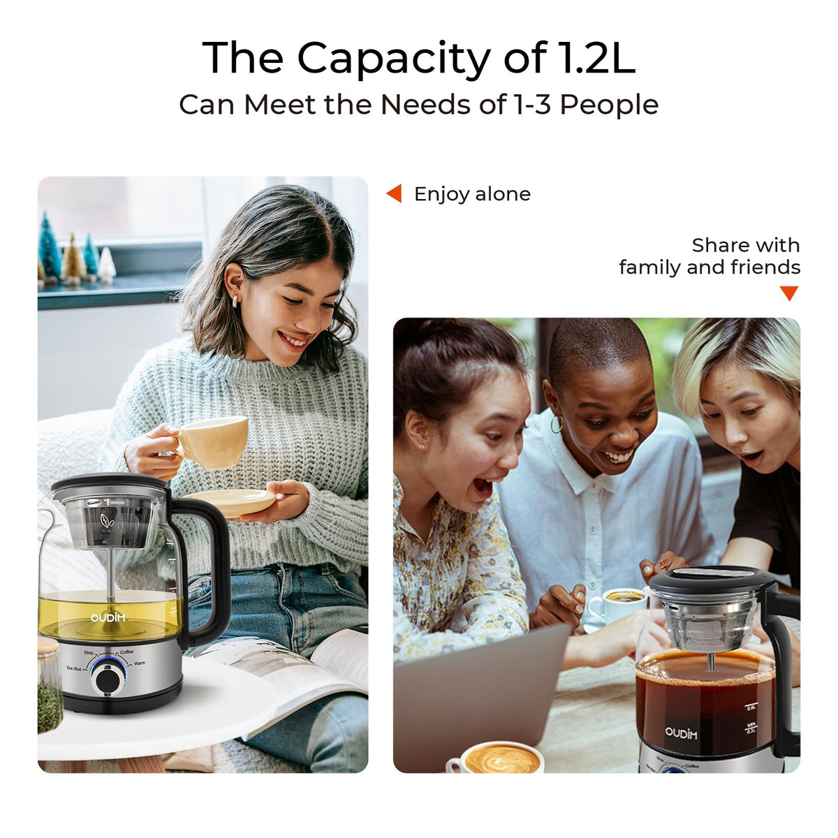 1.2L Glass Stainless Steel Drip Coffee Maker R503482