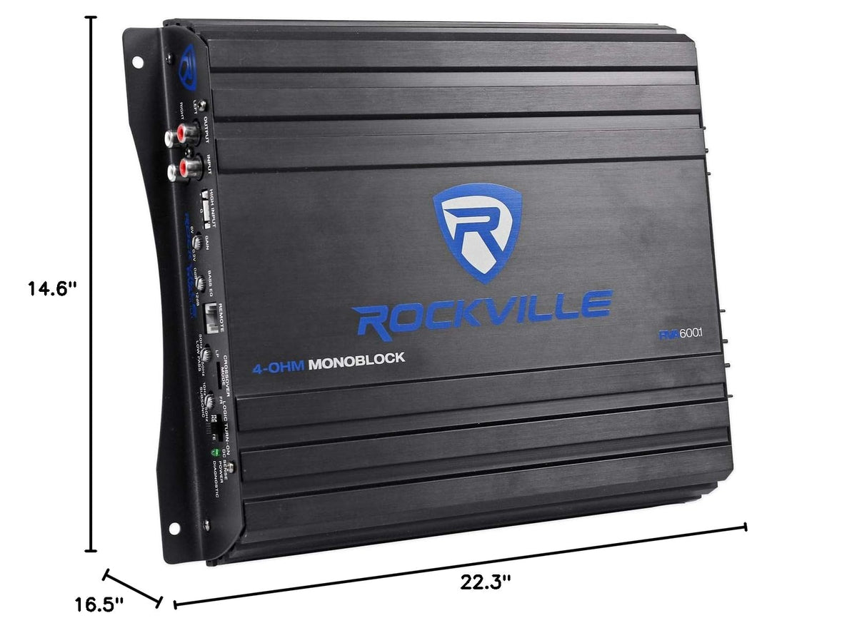 Dual 8" Car Subwoofer Enclosure with Mono Amp & Wiring Kit A737