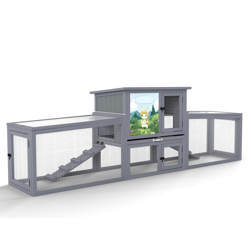 Large Wood Rabbit Hutch with Removable Tray Z6310